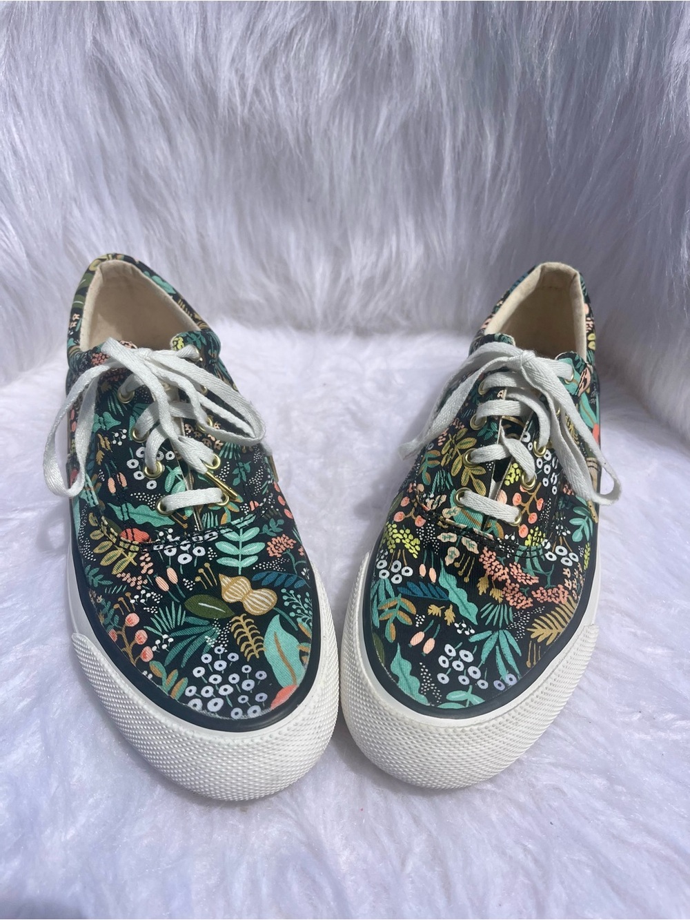 Rifle Paper Co. Keds Black Floral Canvas Sneakers 6.5 Boho Grandmacore Fairycore - Picture 9 of 9